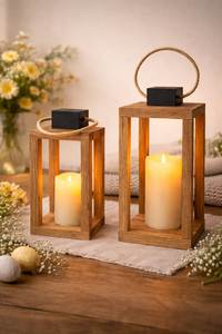 Farol de vela de madera hecho a mano y personalizado con portavelas de metal para eventos y decoración del hogar, farol de decoración navideña - Product Image 5