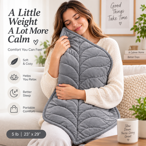 Manta de Salón Gris con Peso de 5 lb |   Manta acolchada elegante con diseño de hojas de 23 x 29 pulgadas, suave, cómoda, lavable, para adultos, para uso diario. - Product Image 3