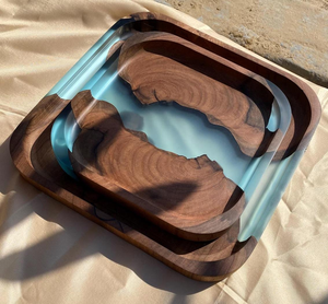 Custom Made High Quality Wood And Resin Tray Wooden <b>Epoxy</b> Tea <b>Coffee</b> Serving Tray - Product Image 4