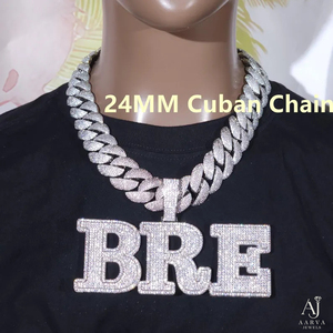 AARVA JEWELS Colgante con Letra Estilo Hiphop con Moissanita, Plata 925 con Baño de Rodio, Unisex - Product Image 3