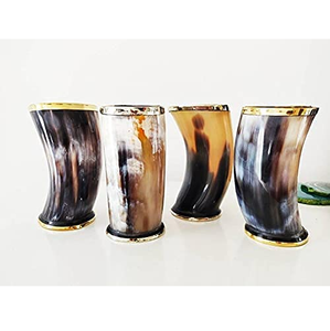 Natural Horn Glass Brass Rim Eco-friendly Food Safe Asian Zen Style Shot Glass 50-100ml <b>Whiskey</b> Wine Drinking Barware - Product Image 1