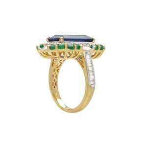 Anillo de Cianita Azul, Plata de Ley 925, Chapado en Oro de 14K, Gema Verde, Joyería de Lujo Hecha a Mano, Regalo Elegante para Mujer - Product Image 4