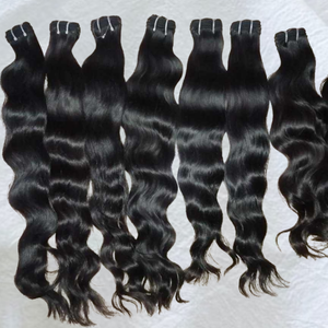 Cheveux humains vierges naturels indiens Remy bruts ondulés 100% de donneur unique, double trame machine, toutes couleurs, 100g, prêts à la permanente, logo personnalisé - Product Image 1