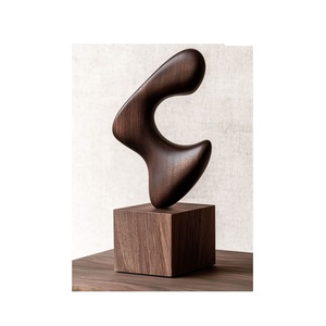 Sculpture en bois élégante, œuvre d'art créative faite à la main, décoration moderne pour l'intérieur de la maison, accent décoratif - Product Image 1
