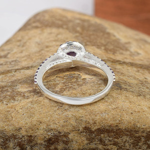 Anillo de Compromiso de Plata de Ley 925 con Amatista Púrpura Natural, Joyería Fina Única - Product Image 4