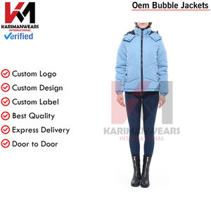 <b>Top</b> Women's Light Blue Quilted Puffer Jacket Hooded Zipper Closure Full Sleeve Thick Winter <b>Coat</b> Solid Color Polyester Wadding - Product Image 5