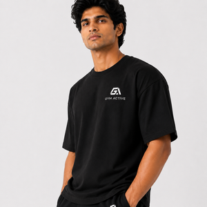 Camiseta de Algodón Negra Extra Grande para Hombre, Manga Corta, Cuello Redondo, Ropa Deportiva, Ropa Casual de Calle, Camiseta para Hacer Ejercicio - Product Image 5