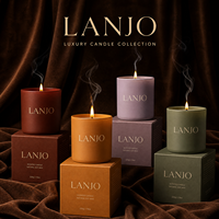 Bougie aromatique en verre à la cire de soja artisanale LANJO, parfumée, avec boîte cadeau personnalisée pour la décoration de la maison, cadeau votif pour les anniversaires et les fêtes