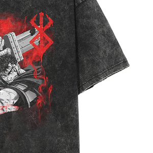 Dark Fantasy <b>Berserker</b> Graphic Acid Wash High Quality Oversized T <b>Shirt</b> - Product Image 3