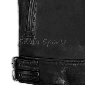 Blousons en cuir pour hommes, style motard classique, véritable cuir, streetwear tendance, blousons de moto, fournisseur en gros OEM - Product Image 5