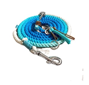 สายจูงสุนัขแบบทำมือเชือกคอตตอนสีอุปกรณ์เสริมสำหรับสัตว์เลี้ยง - Product Image 1