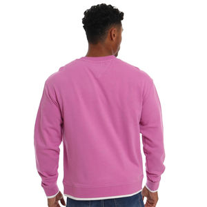เสื้อสเวตเชิ้ตแขนยาวคอกลมสีชมพูอมม่วงสดใสสำหรับผู้ชาย ผ้าฟลีซ  รับทำโลโก้ตามสั่ง  OEM ODM ขายส่งเสื้อผ้า - Product Image 4
