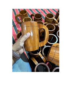 Tasses en bois commerciales durables, gobelets à boire en bois naturel faits à la main, réutilisables pour café, thé, boissons, vaisselle, fournitures pour cafés et restaurants - Product Image 5