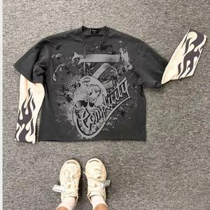 เสื้อยืดแขนยาวผู้ชายผ้าคอตตอน 100% พิมพ์ลาย DTG คุณภาพสูง แบบถักสองชั้น ระบายอากาศได้ดี กันยับ สีพื้น - Product Image 1