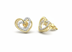 Boucles d'oreilles en forme de cœur avec diamants ronds pour femmes, diamants naturels et de laboratoire - Product Image 2