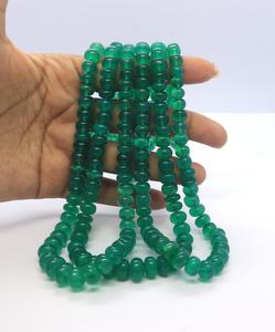 Cuentas de Calcedonia Verde AAA Lisas en Forma de Rondelle de 7-10MM, Cuentas de Calcedonia Verde Lisa en Forma de Rondelle para la Fabricación de Joyería al por Mayor - Product Image 1