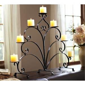 Applique murale de luxe en métal argenté, porte-bougie moderne en forme de C, candélabre suspendu, centre de table romantique pour mariage et décoration intérieure - Product Image 5