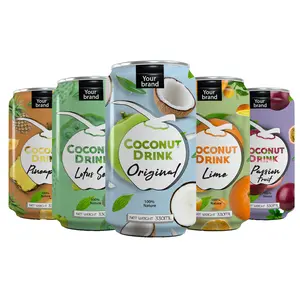 Young Natural Hot Trend Coconut Water from Vietnam Organic with Brand Drink in 330mL Aluminum Can