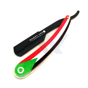 OEM ODM Professional Straight Barber Razor Black <b>Swing</b> Lock Stainless Steel Shaving Razor with Flag Paper Coated Handle for - Product Image 6