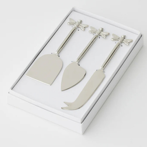 Juego de 3 Cuchillos para Queso de Latón Antiguo Martillado, Cuchillo para Queso Libélula - Product Image 1
