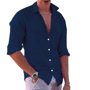 Camisas de Vestir de Verano para Hombre, Manga Larga, Poliéster/Algodón, Diseño de Puntos, Ecológicas, de Secado Rápido, Estilo Urbano, Tallas Grandes, Gran Venta - Product Image 4