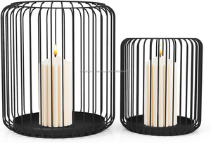 Porte-bougie en fil métallique noir, support décoratif pour bougie de table, pour la maison, le salon, la salle à manger et la décoration intérieure - Product Image 5