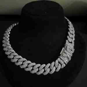 Elegant <b>Iced</b> <b>Out</b> Cuban <b>Chain</b> Hip Hop Jewelry in 925 Sterling Silver Lab grown Diamond 18MM Cuban <b>Chain</b> For Gift - Product Image 1