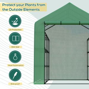 8x6x7 UV giardino protettivo con 18 ripiani e porta con cerniera Roll-up copri PE spazio verde per la vita all'aperto - Product Image 4