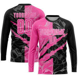 ชุดฟุตบอลผู้ชายสีชมพูนีออนดำสไตล์โมเดิร์นลายเพชรไล่เฉดสีแบบกำหนดเองจาก USA TRENDY พร้อมบริการสกรีนแบบ Sublimated สำหรับ OEM และขายส่ง - Product Image 5