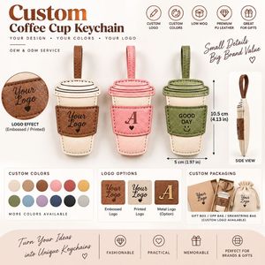 Porte-clés tasse à café personnalisé en cuir PU, breloque de sac pour femme, vente en gros OEM - Product Image 4