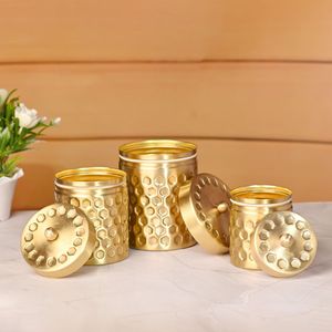Contenedor de almacenamiento de cocina de cobre vintage con tapa, tarro decorativo para té, café, azúcar, alimentos secos, despensa, decoración tradicional para el hogar - Product Image 1