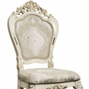 Fauteuil de salle à manger en bois massif sculpté de style royal de luxe avec rembourrage personnalisé - Product Image 1