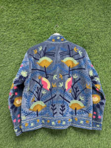 Vintage Style Suzani Jacket Embroidered <b>Velvet</b> Bomber Jacket Handmade Chic Ethnic Eco-Friendly Plus Size Floral Pattern <b>Coat</b> - Product Image 3