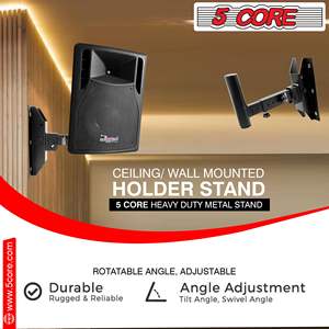 Heavy-Duty metallo coppia di supporto per altoparlanti a parete staffa da 88 libbre supporto girevole angolo regolabile inclinazione universale gancio - Product Image 4