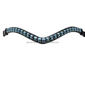 Diadema de cuero premium para caballo, accesorios de equitación de alta calidad con cristales decorativos. - Product Image 6