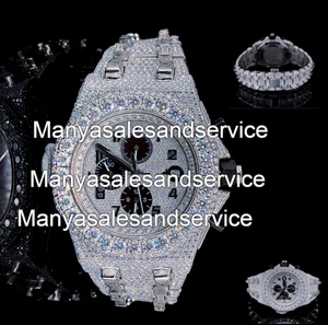 Montres pour hommes en acier inoxydable avec diamants Moissanite couleur VVS1, cadran en verre saphir, mouvement automatique, étanches 10 bars - Product Image 2