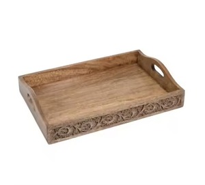 Bandeja de Desayuno de Madera de Acacia con Asas, Grabado Personalizado, de Una Sola Capa, Reutilizable y Portátil para Servir Comida, Bandeja para Sala de Estar - Product Image 3