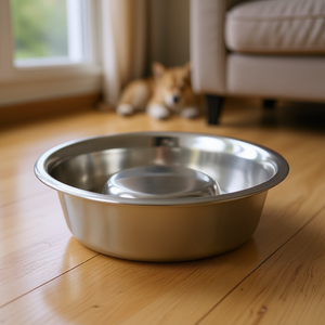 Ciotola per animali domestici in acciaio inossidabile a lenta alimentazione, 0,6 L, diametro 17 cm, per cani e gatti - Product Image 3