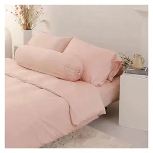 Pinkish Waterproof Leak-proof Bed Dust-proof Embroidered Simple Fashionable Solid Colour Sustainable Super Grade Bed Flat Sheets