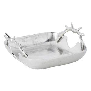 Fait de métal argenté et de couleur argentée avec feuille concevant un grand plateau moderne pour le plateau de service alimentaire le plus vendu au prix le plus bas - Product Image 1