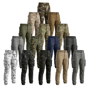 Pantalon cargo camouflage imperméable à taille haute, coupe droite, en polaire softshell personnalisé, avec logo sur mesure pour l'extérieur - Product Image 1