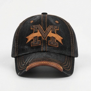 Vintage Denim <b>Baseball</b> <b>Cap</b> With Embroidered Letter Logo Adjustable Fit Unisex Six-Panel Hat Casual Style - Product Image 1