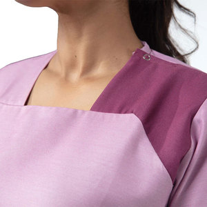 Conjunto de Uniforme Médico Rosa para Mujer, Pantalones de Algodón y Poliéster, Blusa con Cuello en V - Product Image 4