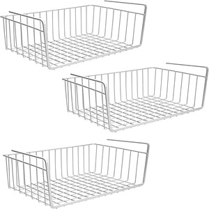 Paniers de rangement écologiques modernes en fil d'acier carré avec poignées, grands bacs organisateurs polyvalents pour cuisine, placard, étagère et usage domestique - Product Image 4