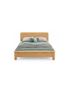 Lit plateforme moderne en teck massif avec détails sculptés à la main et panneaux en rotin, taille Queen, pour hôtel d'époque - Product Image 1
