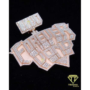 Collar Hip Hop de Lujo con Colgante de Letra Certificado por GIA, con Diamantes Cultivados en Laboratorio VVS, en Plata de Ley 925 Chapada en Rodio y Oro - Product Image 4