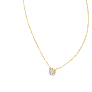 สร้อยคอเพชรทรงปรินเซสคัท เพชรเลี้ยงในห้องปฏิบัติการ ทองคำแท้ 14K แบบโซลิแทร์ ตัวเรือนแบบ V Prong น้ำหนัก 0.50-2.00 กะรัต สี DEF ความสะอาด VVS รับรองโดย IGI เครื่องประดับคลาสสิก ODM - Product Image 4