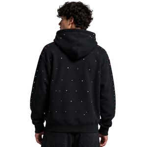 Sweat à capuche oversize noir en molleton pour homme, avec strass colorés, en coton épais, style streetwear décontracté - Product Image 2