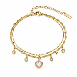 Adjustable 18K <b>Gold</b> Plated Brass Heart Charm <b>Anklet</b> boho <b>anklet</b> women - Product Image 5