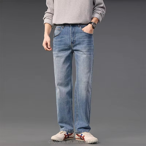 Jeans pour hommes haut de gamme, coupe droite ample, extensibles, design tendance, pantalon décontracté, jeans boutonnés, denim respirant - Product Image 6